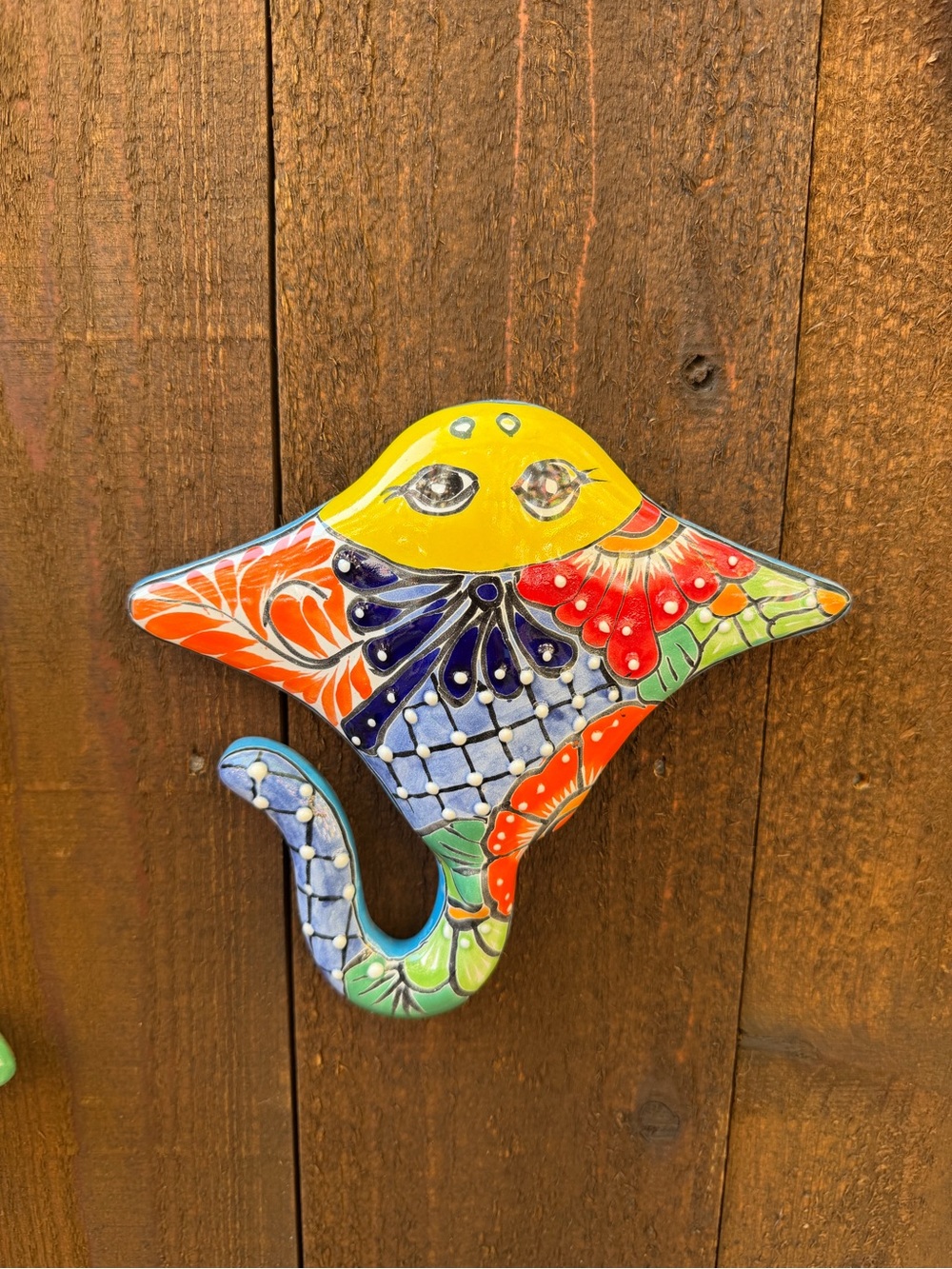 Hand-Painted Multicolor Talavera Stingray Wall Decor